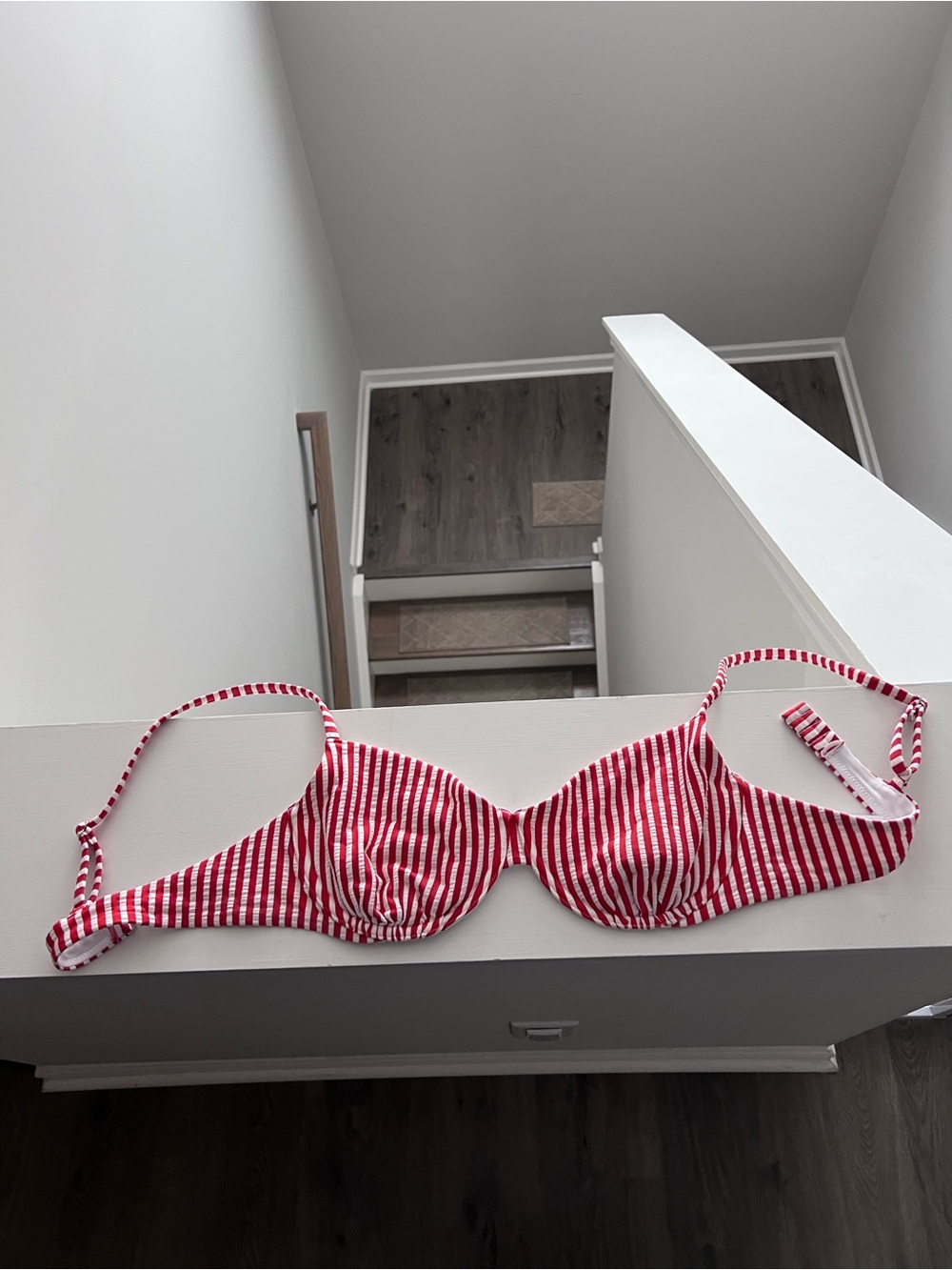 Red & White Stripe Underwire Bathing suit top!